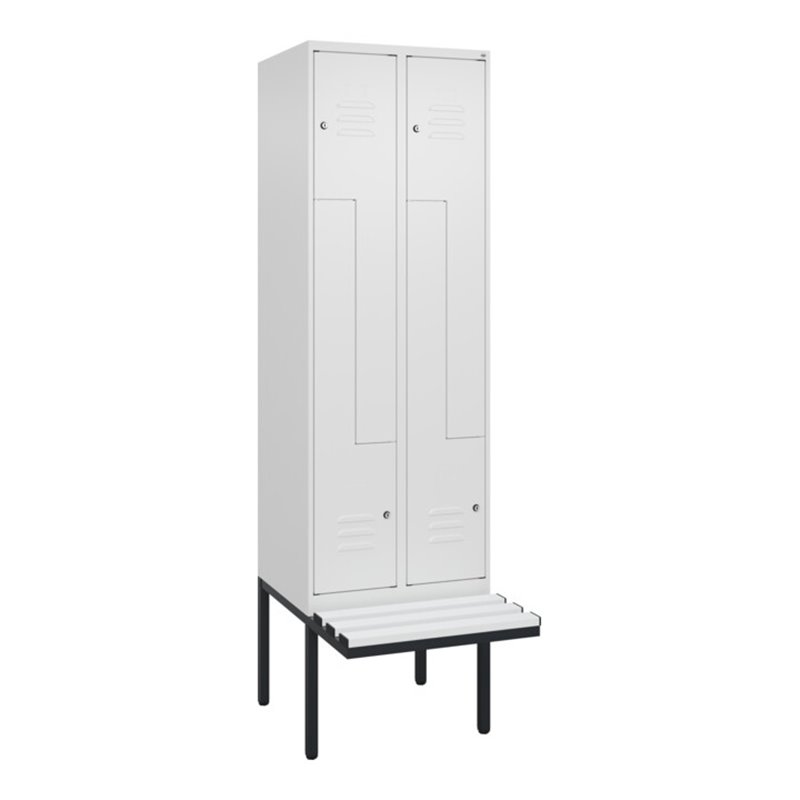 C+P Z-Spind Classic PLUS, Bank, 4 Fächer, 2120x600x815mm, 9016/9016 Verschluss Zylinderschloss Sitzbanktyp auskragend Material S