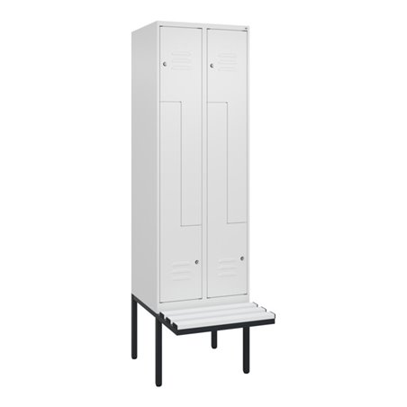 C+P Z-Spind Classic PLUS, Bank, 4 Fächer, 2120x600x815mm, 9016/9016 Verschluss Zylinderschloss Sitzbanktyp auskragend Material S