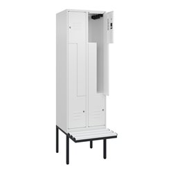 C+P Z-Spind Classic PLUS, Bank, 4 Fächer, 2120x600x815mm, 9016/9016 Verschluss Zylinderschloss Sitzbanktyp auskragend Material S