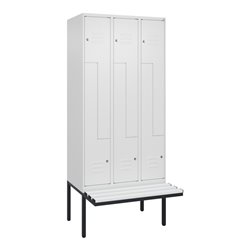 C+P Z-Spind Classic PLUS, Bank, 6 Fächer, 2120x900x815mm, 9016/9016 Verschluss Zylinderschloss Sitzbanktyp auskragend Material S