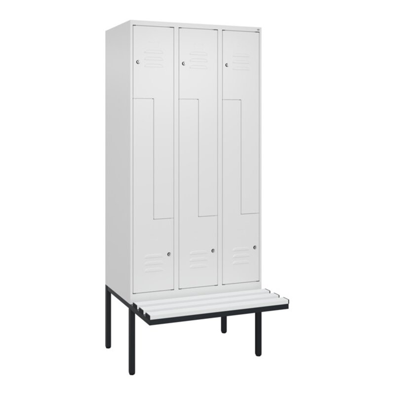 C+P Z-Spind Classic PLUS, Bank, 6 Fächer, 2120x900x815mm, 9016/9016 Verschluss Zylinderschloss Sitzbanktyp auskragend Material S