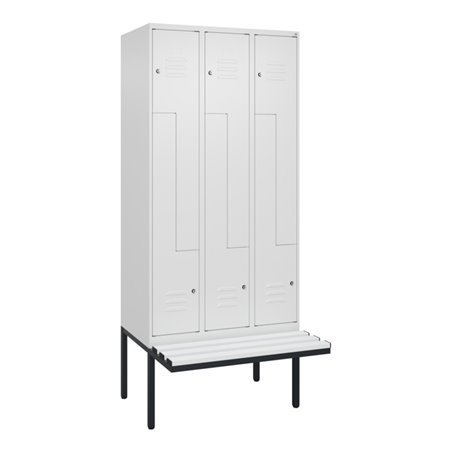 C+P Z-Spind Classic PLUS, Bank, 6 Fächer, 2120x900x815mm, 9016/9016 Verschluss Zylinderschloss Sitzbanktyp auskragend Material S