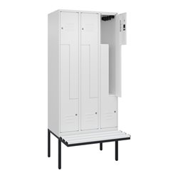 C+P Z-Spind Classic PLUS, Bank, 6 Fächer, 2120x900x815mm, 9016/9016 Verschluss Zylinderschloss Sitzbanktyp auskragend Material S