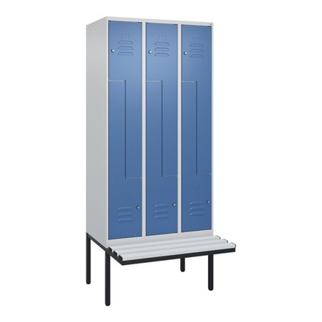 C+P Z-Spind Classic PLUS, Bank, 6 Fächer, 2120x900x815mm, 7035/5023 Verschluss Zylinderschloss Sitzbanktyp auskragend Material S