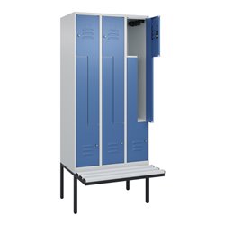 C+P Z-Spind Classic PLUS, Bank, 6 Fächer, 2120x900x815mm, 7035/5023 Verschluss Zylinderschloss Sitzbanktyp auskragend Material S