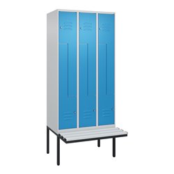 C+P Z-Spind Classic PLUS, Bank, 6 Fächer, 2120x900x815mm, 7035/5012 Verschluss Zylinderschloss Sitzbanktyp auskragend Material S