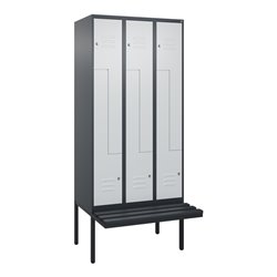 C+P Z-Spind Classic PLUS, Bank, 6 Fächer, 2120x900x815mm, 7016/7035 Verschluss Zylinderschloss Sitzbanktyp auskragend Material S