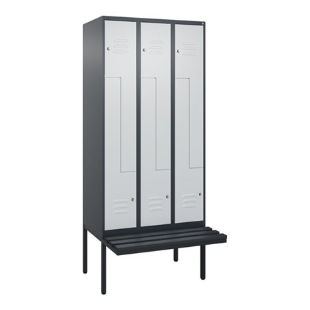 C+P Z-Spind Classic PLUS, Bank, 6 Fächer, 2120x900x815mm, 7016/7035 Verschluss Zylinderschloss Sitzbanktyp auskragend Material S