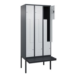 C+P Z-Spind Classic PLUS, Bank, 6 Fächer, 2120x900x815mm, 7016/7035 Verschluss Zylinderschloss Sitzbanktyp auskragend Material S