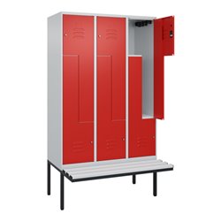 C+P Z-Spind Classic PLUS, Bank, 6 Fächer, 2120x1200x815mm, 7035/3020 Verschluss Zylinderschloss Sitzbanktyp auskragend Material 