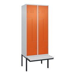 C+P Z-Spind Classic PLUS, Bank, 4 Fächer, 2120x800x815mm, 7035/2004 Verschluss Zylinderschloss Sitzbanktyp auskragend Material S