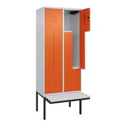 C+P Z-Spind Classic PLUS, Bank, 4 Fächer, 2120x800x815mm, 7035/2004 Verschluss Zylinderschloss Sitzbanktyp auskragend Material S