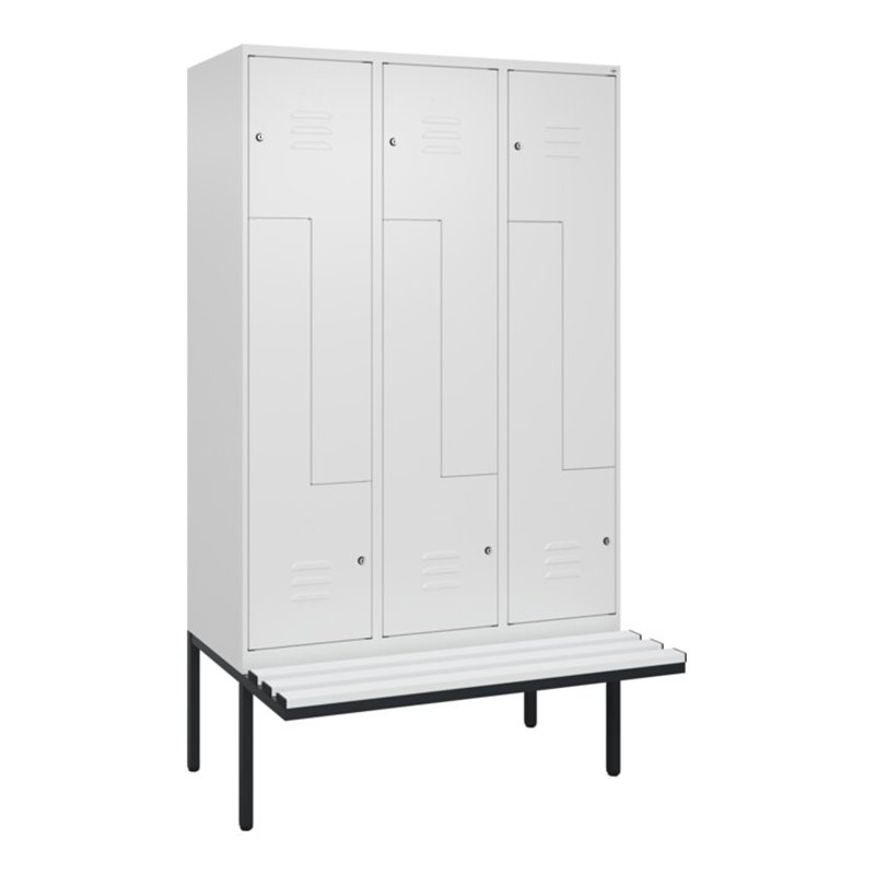 C+P Z-Spind Classic PLUS, Bank, 6 Fächer, 2120x1200x815mm, 9016/9016 Verschluss Zylinderschloss Sitzbanktyp auskragend Material 