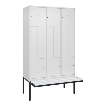 C+P Z-Spind Classic PLUS, Bank, 6 Fächer, 2120x1200x815mm, 9016/9016 Verschluss Zylinderschloss Sitzbanktyp auskragend Material 