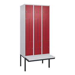 C+P Z-Spind Classic PLUS, Bank, 6 Fächer, 2120x900x815mm, 7035/3003 Verschluss Zylinderschloss Sitzbanktyp auskragend Material S