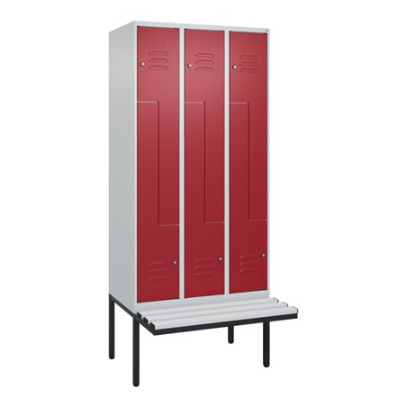 C+P Z-Spind Classic PLUS, Bank, 6 Fächer, 2120x900x815mm, 7035/3003 Verschluss Zylinderschloss Sitzbanktyp auskragend Material S