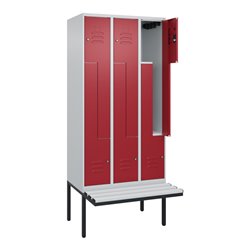 C+P Z-Spind Classic PLUS, Bank, 6 Fächer, 2120x900x815mm, 7035/3003 Verschluss Zylinderschloss Sitzbanktyp auskragend Material S