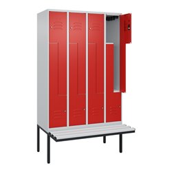 C+P Z-Spind Classic PLUS, Bank, 8 Fächer, 2120x1200x815mm, 7035/3020 Verschluss Zylinderschloss Sitzbanktyp auskragend Material 