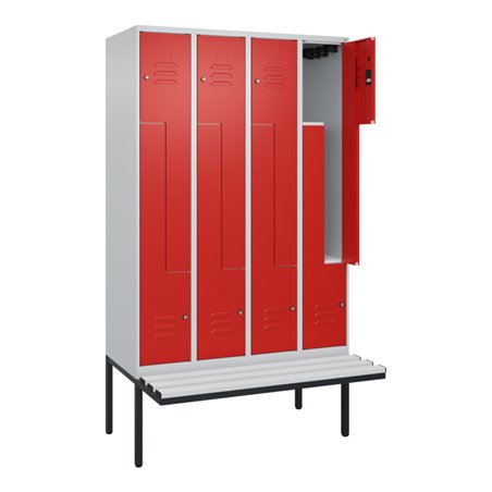 C+P Z-Spind Classic PLUS, Bank, 8 Fächer, 2120x1200x815mm, 7035/3020 Verschluss Zylinderschloss Sitzbanktyp auskragend Material 