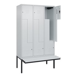 C+P Z-Spind Classic PLUS, Bank, 6 Fächer, 2120x1200x815mm, 7035/7035 Verschluss Zylinderschloss Sitzbanktyp auskragend Material 