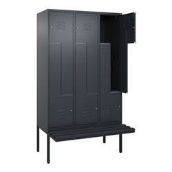 C+P Z-Spind Classic PLUS, Bank, 6 Fächer, 2120x1200x815mm, 7016/7016 Verschluss Zylinderschloss Sitzbanktyp auskragend Material 