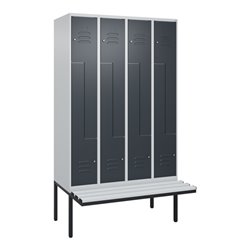 C+P Z-Spind Classic PLUS, Bank, 8 Fächer, 2120x1200x815mm, 7035/7016 Verschluss Zylinderschloss Sitzbanktyp auskragend Material 