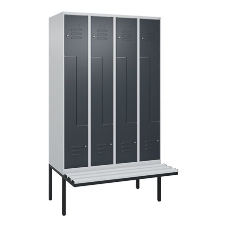 C+P Z-Spind Classic PLUS, Bank, 8 Fächer, 2120x1200x815mm, 7035/7016 Verschluss Zylinderschloss Sitzbanktyp auskragend Material 