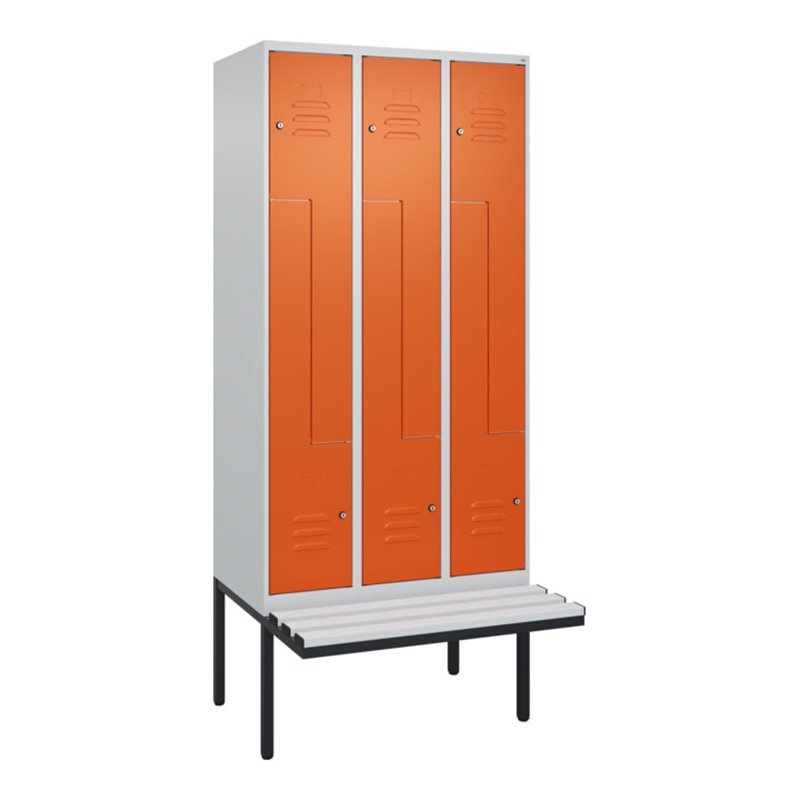 C+P Z-Spind Classic PLUS, Bank, 6 Fächer, 2120x900x815mm, 7035/2004 Verschluss Zylinderschloss Sitzbanktyp auskragend Material S