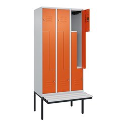 C+P Z-Spind Classic PLUS, Bank, 6 Fächer, 2120x900x815mm, 7035/2004 Verschluss Zylinderschloss Sitzbanktyp auskragend Material S