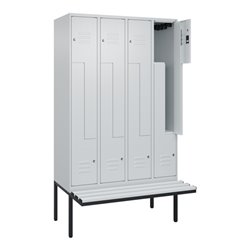 C+P Z-Spind Classic PLUS, Bank, 8 Fächer, 2120x1200x815mm, 7035/7035 Verschluss Zylinderschloss Sitzbanktyp auskragend Material 