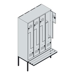 C+P Z-Spind Classic PLUS, Bank, 8 Fächer, 2120x1200x815mm, 7035/7035 Verschluss Zylinderschloss Sitzbanktyp auskragend Material 
