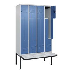 C+P Z-Spind Classic PLUS, Bank, 8 Fächer, 2120x1200x815mm, 7035/5023 Verschluss Zylinderschloss Sitzbanktyp auskragend Material 