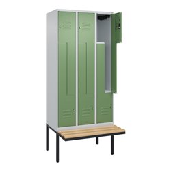 C+P Z-Spind Classic PLUS, Bank, 6 Fächer, 2120x900x815mm, 7035/6011 Verschluss Zylinderschloss Sitzbanktyp auskragend Material S