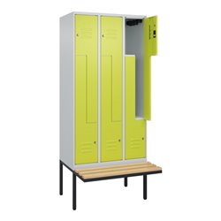 C+P Z-Spind Classic PLUS, Bank, 6 Fächer, 2120x900x815mm, 7035/0024 Verschluss Zylinderschloss Sitzbanktyp auskragend Material S