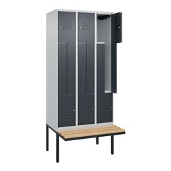 C+P Z-Spind Classic PLUS, Bank, 6 Fächer, 2120x900x815mm, 7035/7016 Verschluss Zylinderschloss Sitzbanktyp auskragend Material S