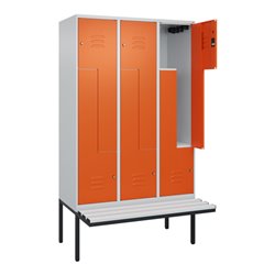 C+P Z-Spind Classic PLUS, Bank, 6 Fächer, 2120x1200x815mm, 7035/2004 Verschluss Zylinderschloss Sitzbanktyp auskragend Material 