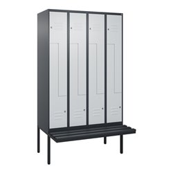 C+P Z-Spind Classic PLUS, Bank, 8 Fächer, 2120x1200x815mm, 7016/7035 Verschluss Zylinderschloss Sitzbanktyp auskragend Material 