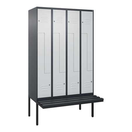 C+P Z-Spind Classic PLUS, Bank, 8 Fächer, 2120x1200x815mm, 7016/7035 Verschluss Zylinderschloss Sitzbanktyp auskragend Material 