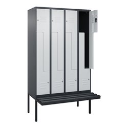 C+P Z-Spind Classic PLUS, Bank, 8 Fächer, 2120x1200x815mm, 7016/7035 Verschluss Zylinderschloss Sitzbanktyp auskragend Material 