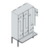C+P Z-Spind Classic PLUS, Bank, 6 Fächer, 2120x1200x815mm, 7035/5012 Verschluss Zylinderschloss Sitzbanktyp auskragend Material 