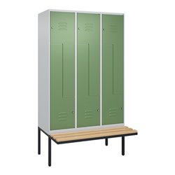 C+P Z-Spind Classic PLUS, Bank, 6 Fächer, 2120x1200x815mm, 7035/6011 Verschluss Zylinderschloss Sitzbanktyp auskragend Material 