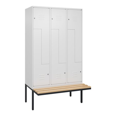 C+P Z-Spind Classic PLUS, Bank, 6 Fächer, 2120x1200x815mm, 9016/9016 Verschluss Zylinderschloss Sitzbanktyp auskragend Material 