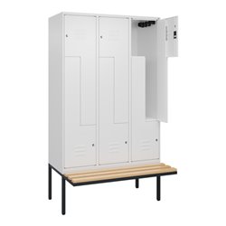 C+P Z-Spind Classic PLUS, Bank, 6 Fächer, 2120x1200x815mm, 9016/9016 Verschluss Zylinderschloss Sitzbanktyp auskragend Material 