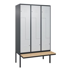 C+P Z-Spind Classic PLUS, Bank, 6 Fächer, 2120x1200x815mm, 7016/7035 Verschluss Zylinderschloss Sitzbanktyp auskragend Material 