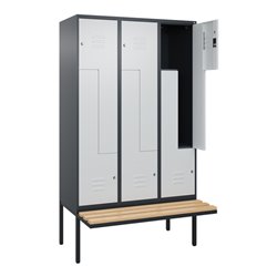 C+P Z-Spind Classic PLUS, Bank, 6 Fächer, 2120x1200x815mm, 7016/7035 Verschluss Zylinderschloss Sitzbanktyp auskragend Material 