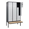 C+P Z-Spind Classic PLUS, Bank, 6 Fächer, 2120x1200x815mm, 7016/7035 Verschluss Zylinderschloss Sitzbanktyp auskragend Material 