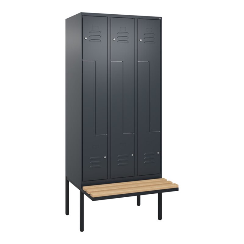 C+P Z-Spind Classic PLUS, Bank, 6 Fächer, 2120x900x815mm, 7016/7016 Verschluss Zylinderschloss Sitzbanktyp auskragend Material S