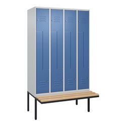 C+P Z-Spind Classic PLUS, Bank, 8 Fächer, 2120x1200x815mm, 7035/5023 Verschluss Zylinderschloss Sitzbanktyp auskragend Material 