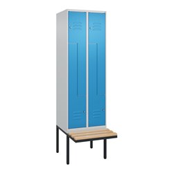 C+P Z-Spind Classic PLUS, Bank, 4 Fächer, 2120x600x815mm, 7035/5012 Verschluss Zylinderschloss Sitzbanktyp auskragend Material S