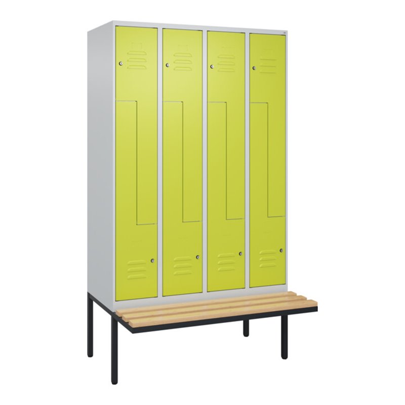 C+P Z-Spind Classic PLUS, Bank, 8 Fächer, 2120x1200x815mm, 7035/0024 Verschluss Zylinderschloss Sitzbanktyp auskragend Material 